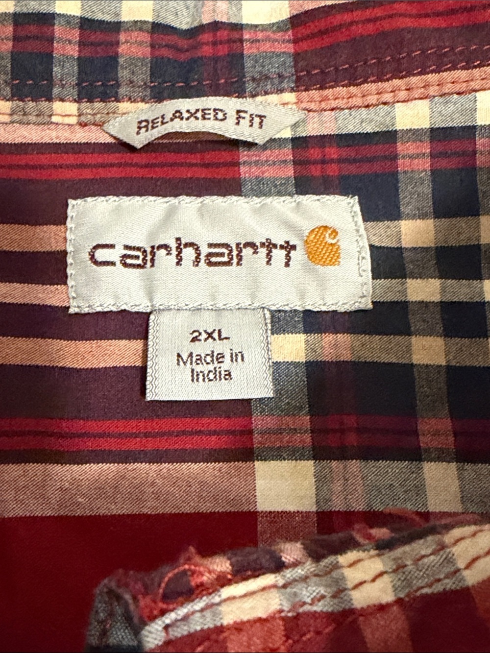 Carhartt Relaxed Fit Plaid Button-Up S/S Shirt Men’s 2XL Red Blue Casual - Picture 2 of 7